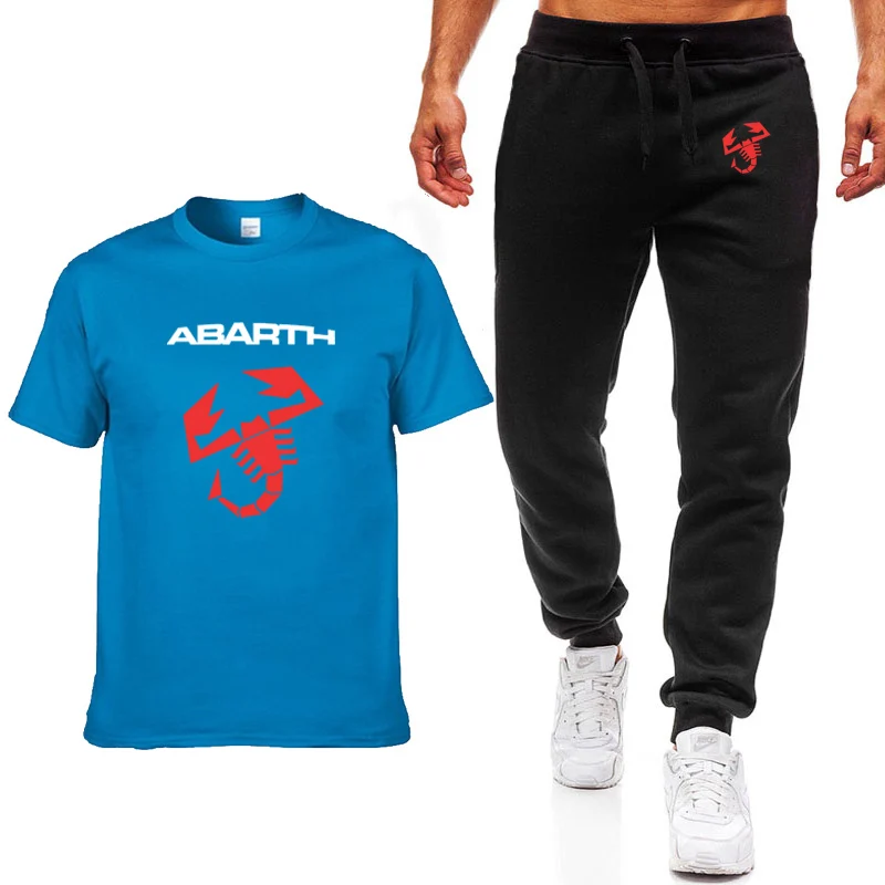 Модные летние мужские футболки автомобиль ABARTH логотип принт хип-хоп Повседневная хлопковая футболка с коротким рукавом высокого качества брюки костюм мужская одежда - Цвет: 808