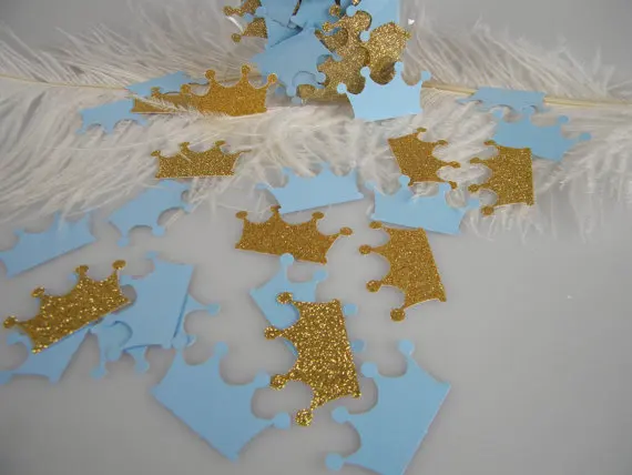 

Prince Crowns table Confetti Baby Boy First Birthday wedding scatters party decorations Scrapbooking Embellishment