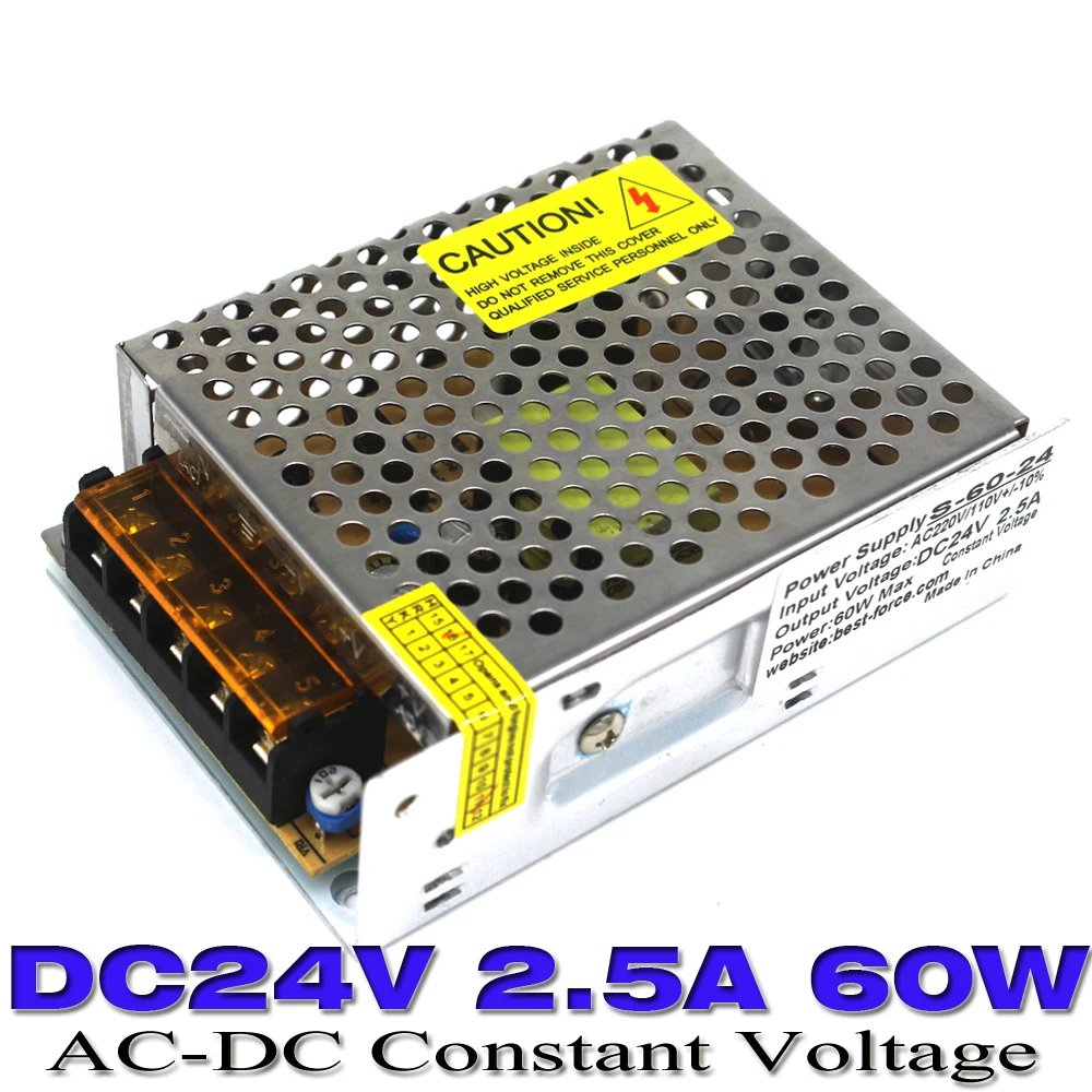 Одиночный выходной импульсный источник питания 24 В 2.5A 60 Вт светодиодный