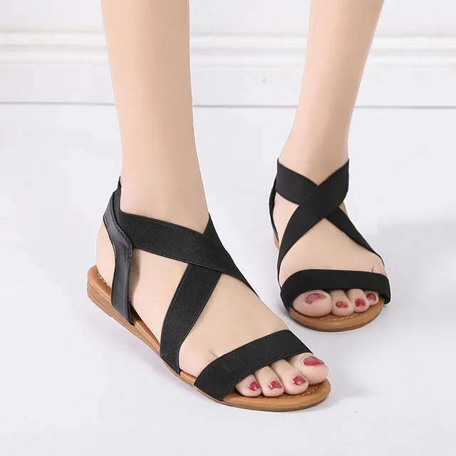 Женские сандалии в римском стиле с перекрестными ремешками повседневные на