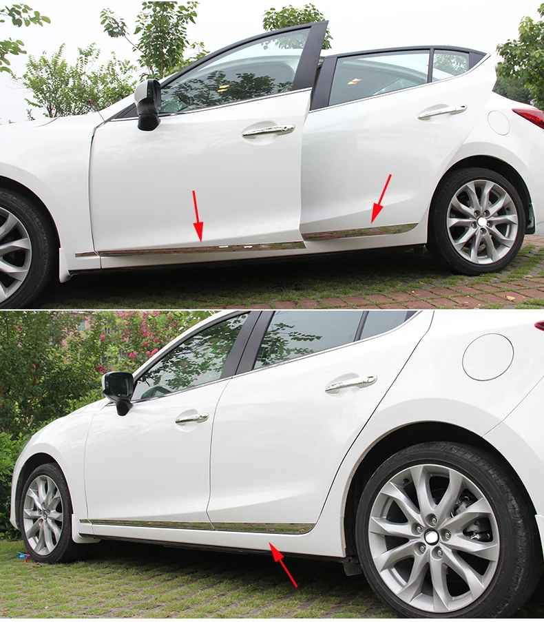 4 шт. аксессуары подходят для MAZDA 3 AXELA 2014 2015 2016 хромированная подкладка боковой