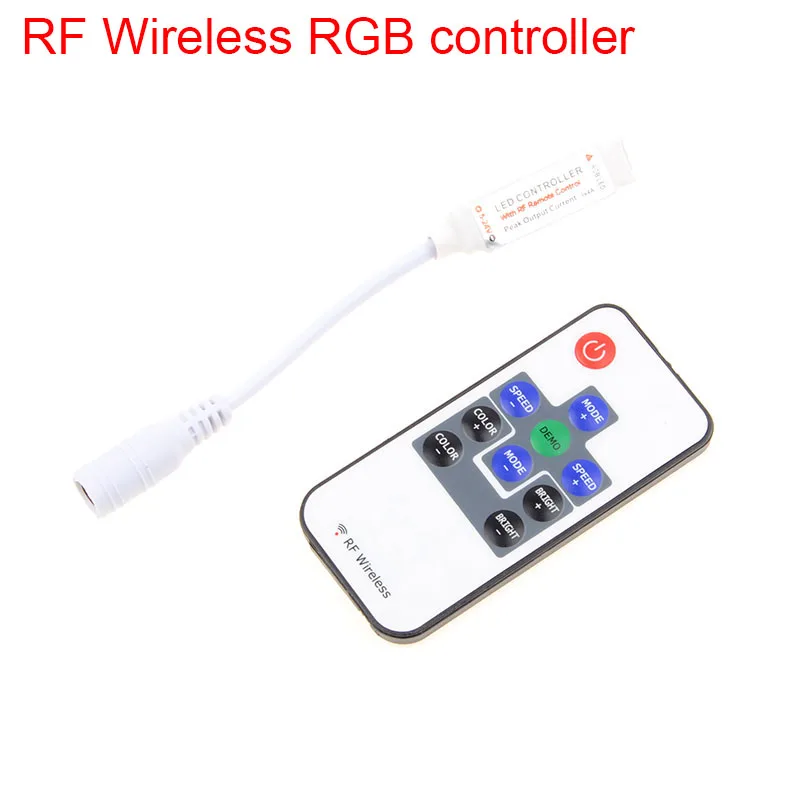 RF беспроводной светодиодный RGB полосы света диммер DC12v-24v Мини контроллер цвета smd