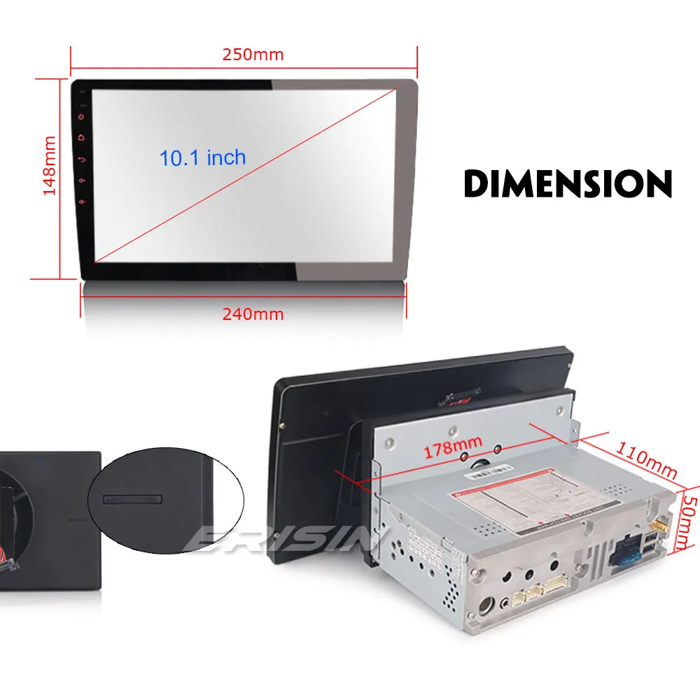 Erisin ES8210U 10 1 &quot8 ядерный Android 8 съемный Универсальный 1Din автомобильный DVD плеер с