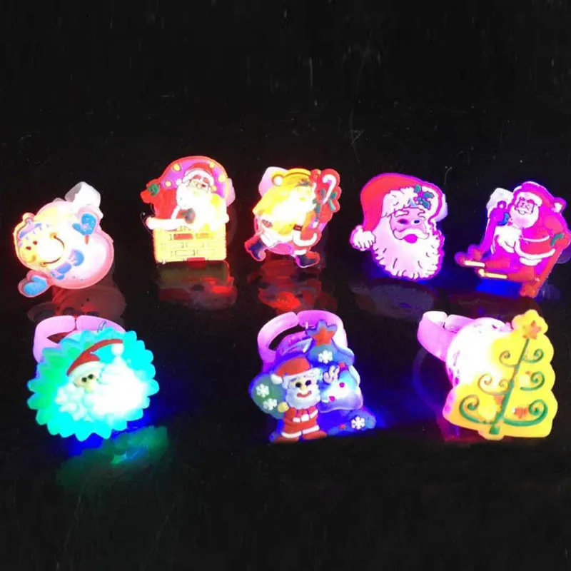 

50PC Cartoon LED Flashing Finger Rings Light Up Glowing Jelly Rings Kids Children Glow Party home decor birthday