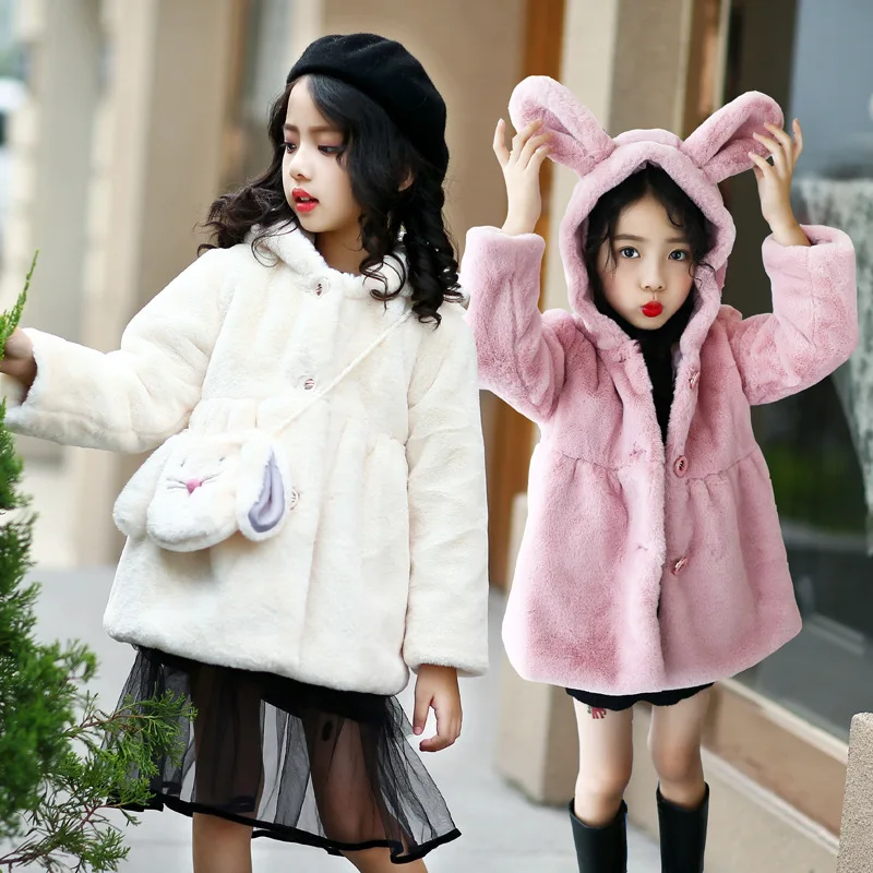 Детская осенне-зимняя безрукавка с кроличьими ушками пальто из искусственного