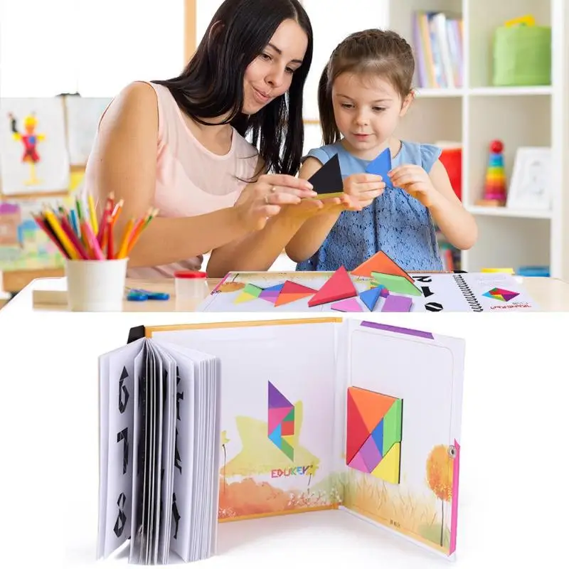 150 шт. Магнитные пазлы Tangram детские игрушки вызов ваш IQ Волшебная Книга набор новорожденных раннего развития деятельности книги для детей Gi