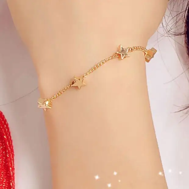 Женский браслет чакра ювелирное изделие золотистого цвета со звездами и