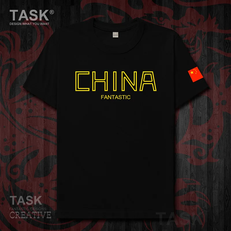 People's Republic of China CHN mens t-shirt Chinese flag Short sleeve clothes cotton summer Streetwear casual Fashion new 04 | Мужская