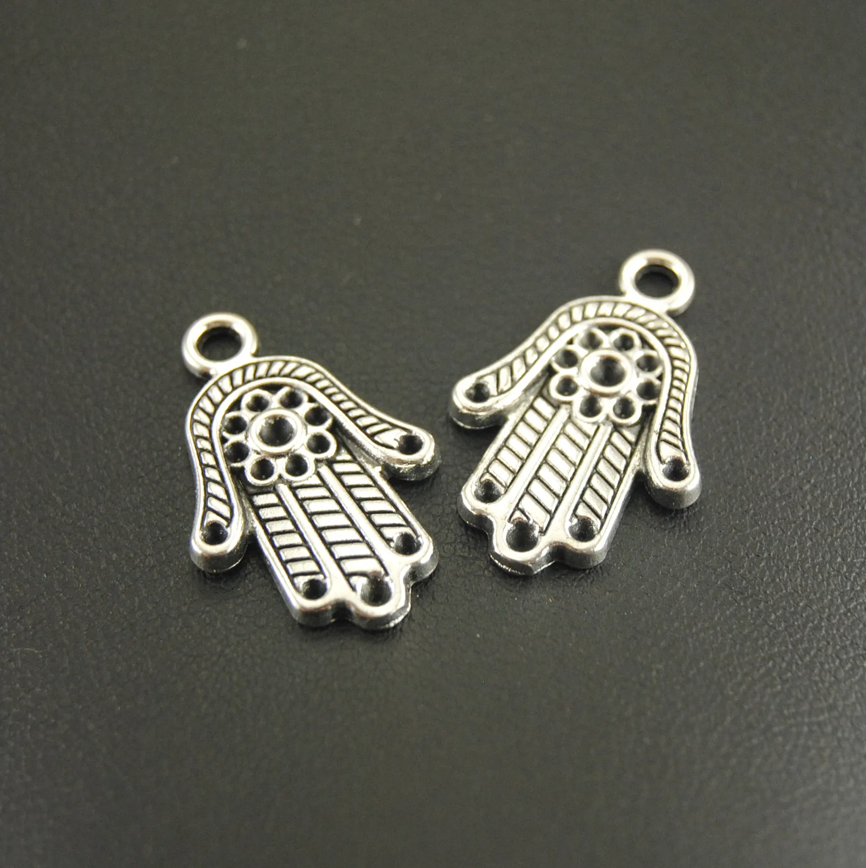 

10 Pcs Silver Color Hamsa Hand Charm Fits Bracelets Jewelry Making 16x25mm A452