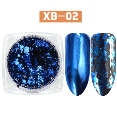 XB02 1 коробка для дизайна ногтей хлопья Хамелеон для ногтей Блеск сила блестки порошок зеркальная Хромовая фольга порошок для ногтей блестящая Пыль для ногтей - Цвет: XB02