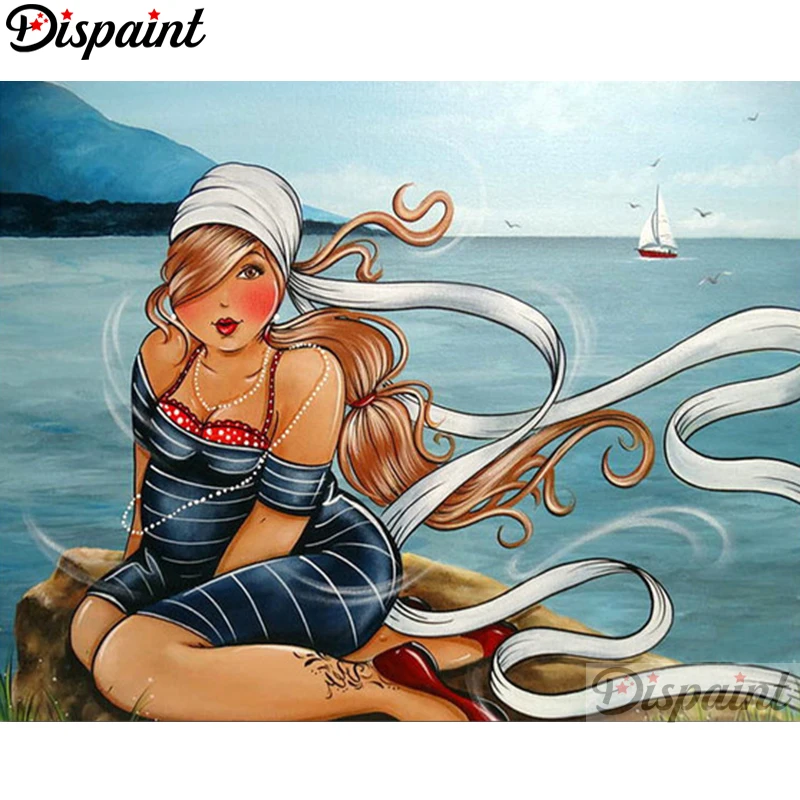 

Dispaint, алмазная живопись, вышивка крестиком «мультяшная женщина», полностью Хрустальная Алмазная вышивка, рукоделие, домашний декор A06072