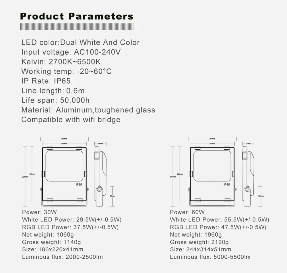 30 Вт 60 Вт ZIGBEE Светодиодный прожектор заливающего света RGB+ cct двойной белый и изменение цвета AC100-240V работать с echo plus outdoorlight AU EU US UK plug l
