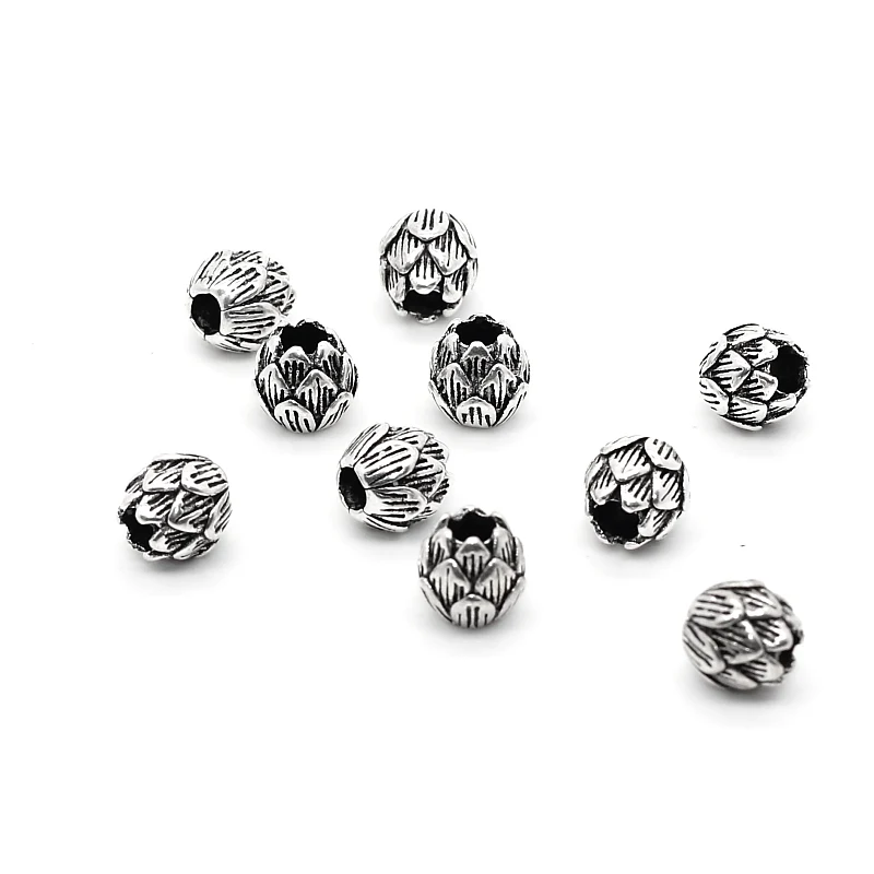 6 шт./лот 925 серебряные бусины-подвески в виде лотоса для самостоятельного