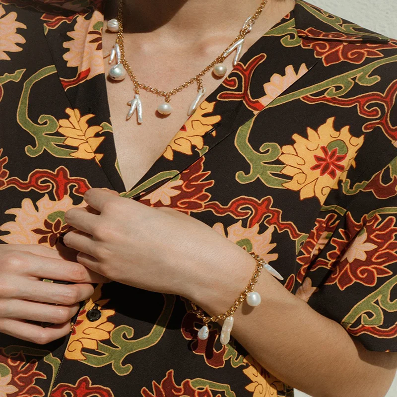 Набор из ожерелья и браслета с пресноводным жемчугом новинка 2019 модная