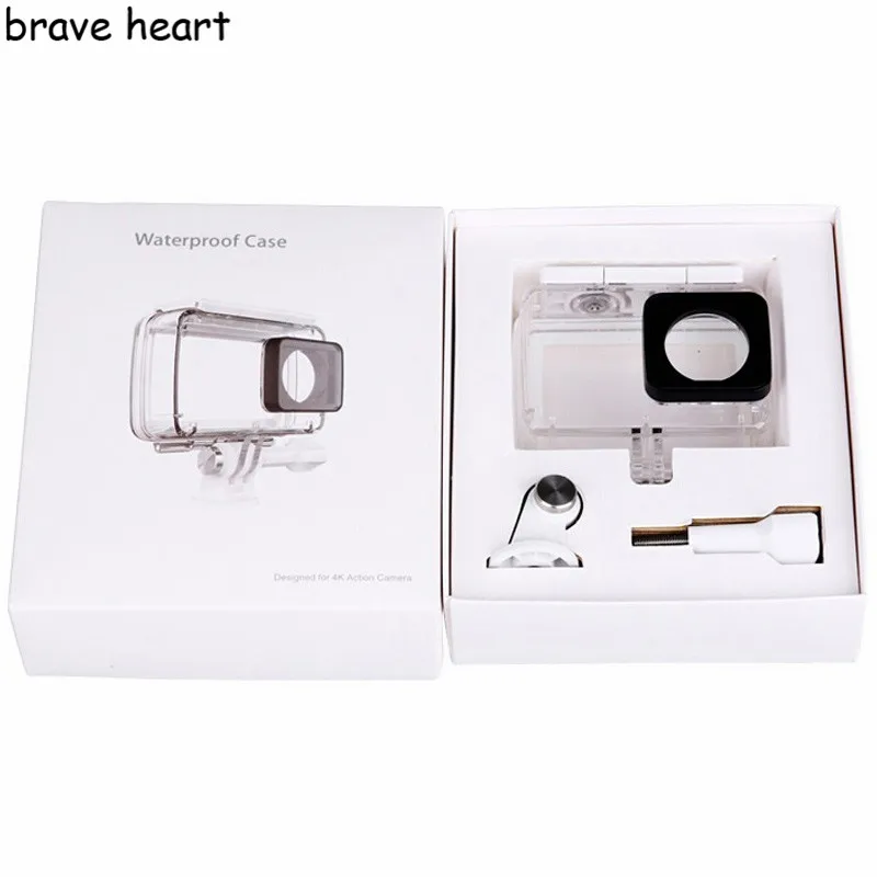 waterproof case Brave heart сумка для камеры Водонепроницаемый Чехол, Bluetooth пульт дистанционного управления селфи палка монопод для Xiaomi YI 4k 2 камера аксессуары - Цвет: waterproof case
