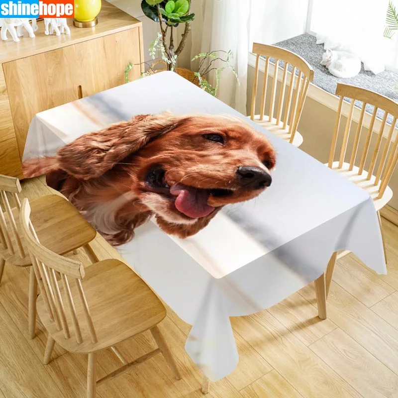 Custom Cocker Spaniel Table Cloth Oxford Print Rectangular Waterproof Oilproof Animals Cover Wedding Tablecloth | Дом и сад