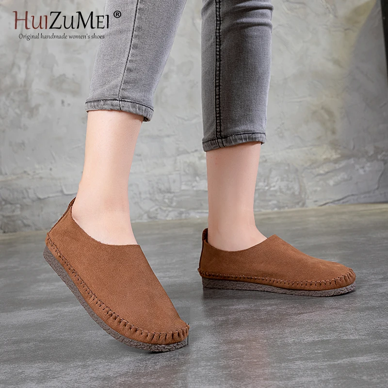 HUIZUMEI/последние рождественские подарки женская обувь на плоской подошве без