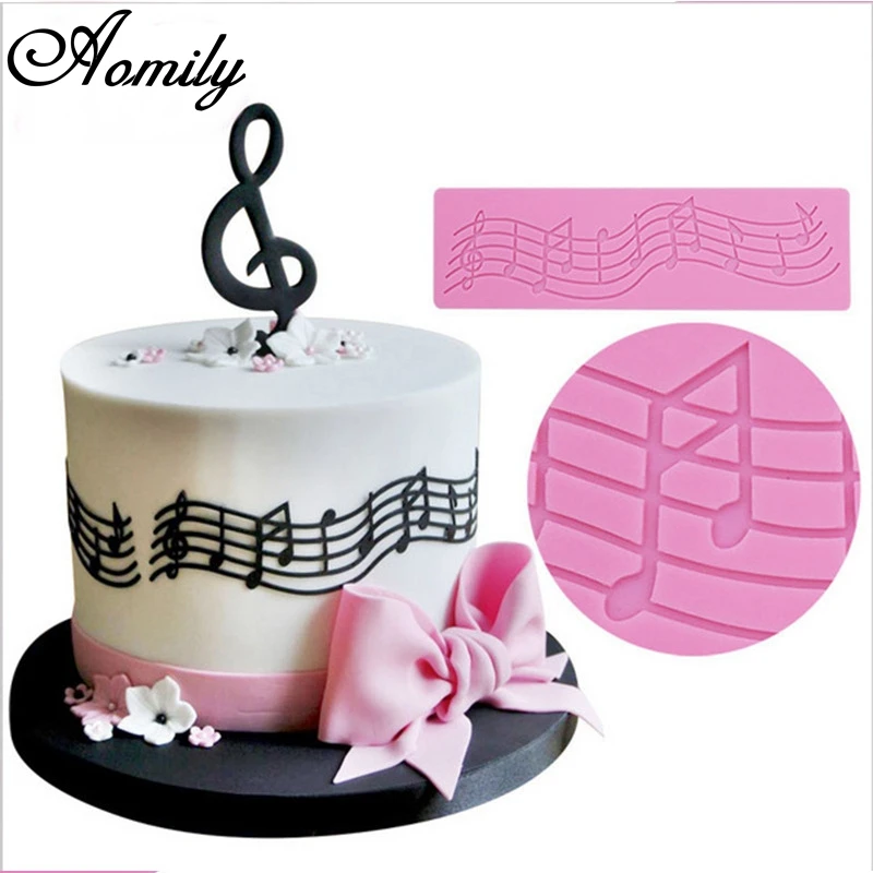 Форма для торта Aomily с музыкальной нотацией силиконовая форма на свадьбу помадки