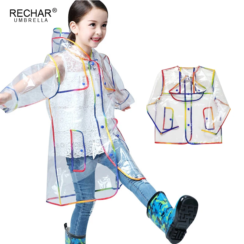 Прозрачный водонепроницаемый детский дождевик EVA прозрачный пластиковый с