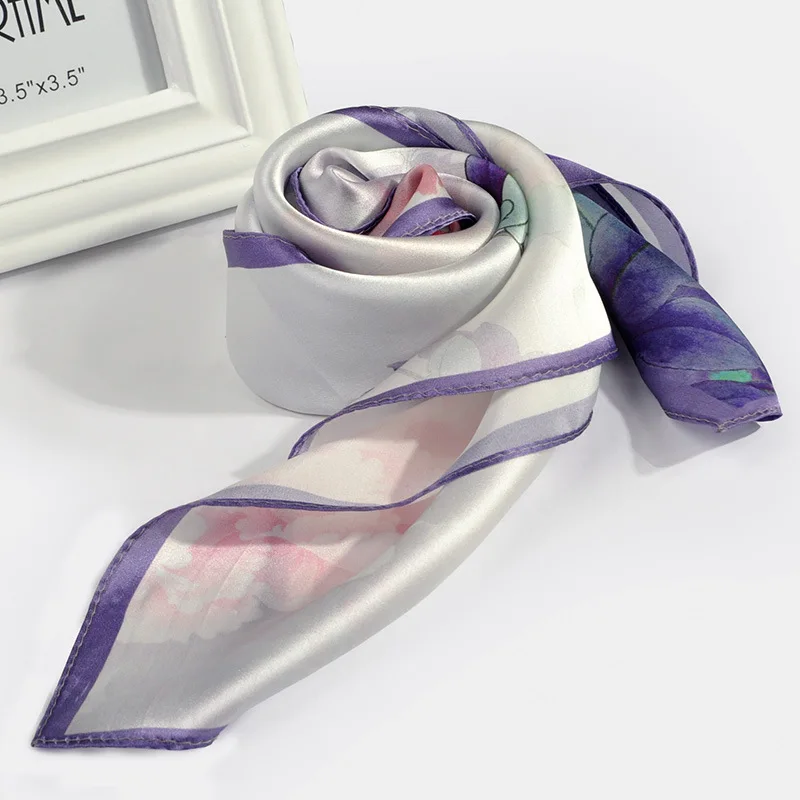 Новый маленький квадратный шелковый атласный шарф с принтом 65X65 см|silk scarf|satin silk
