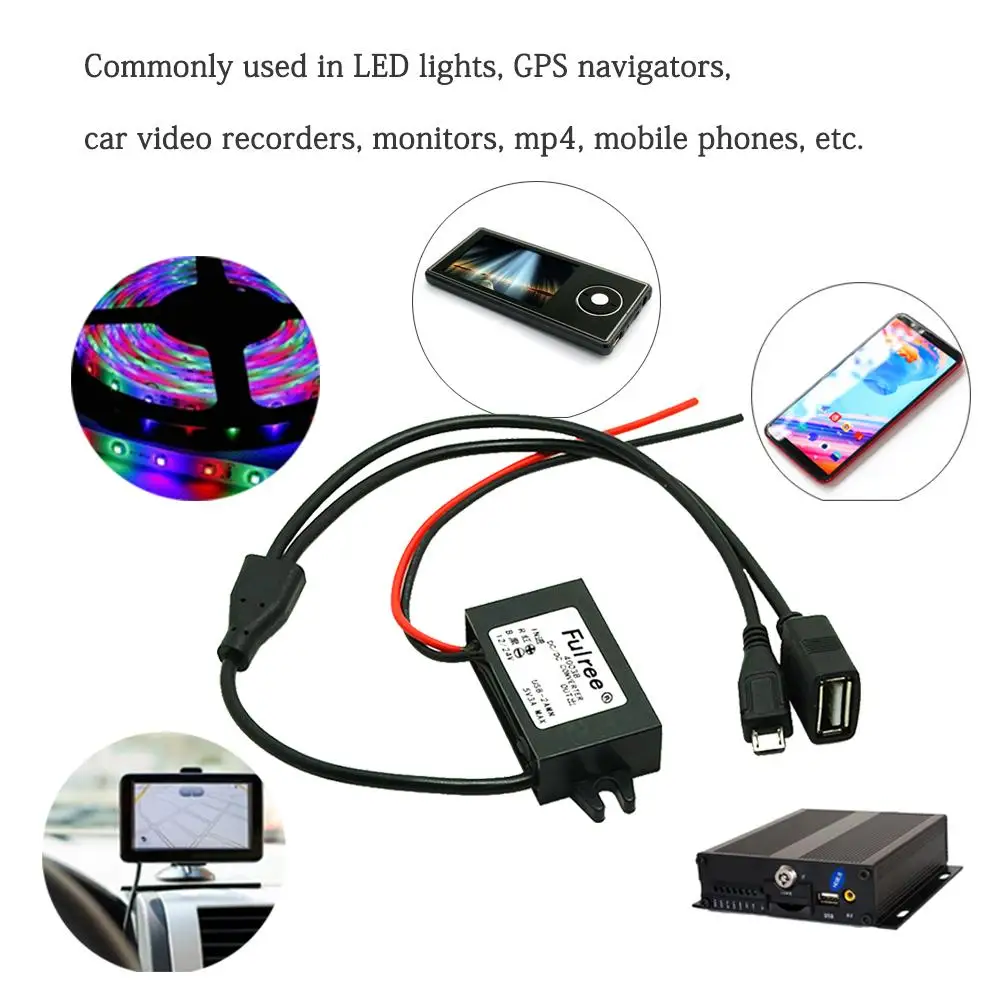 1 для 2 USB Женский Micro 12 V 24 5 автомобильный блок питания Buck преобразователь модуль |