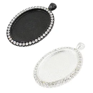 Подходит для 30*40 мм Овальные Кабошоны Стразы Камеястеклянная рамка Настройки ободка лоток пустой DIY аксессуары изготовление 3 шт.лот K05172