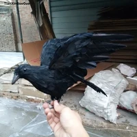 large 30x45cm simulation crow model polyethylenefeathers spreading wings crow bird handicraft halloween decoration s1119