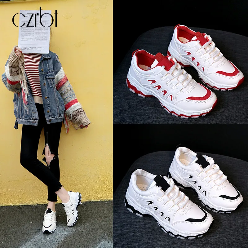 Czrbt zapatos mujer Весенняя новая обувь Женская мода шнуровка танкетка дышащие