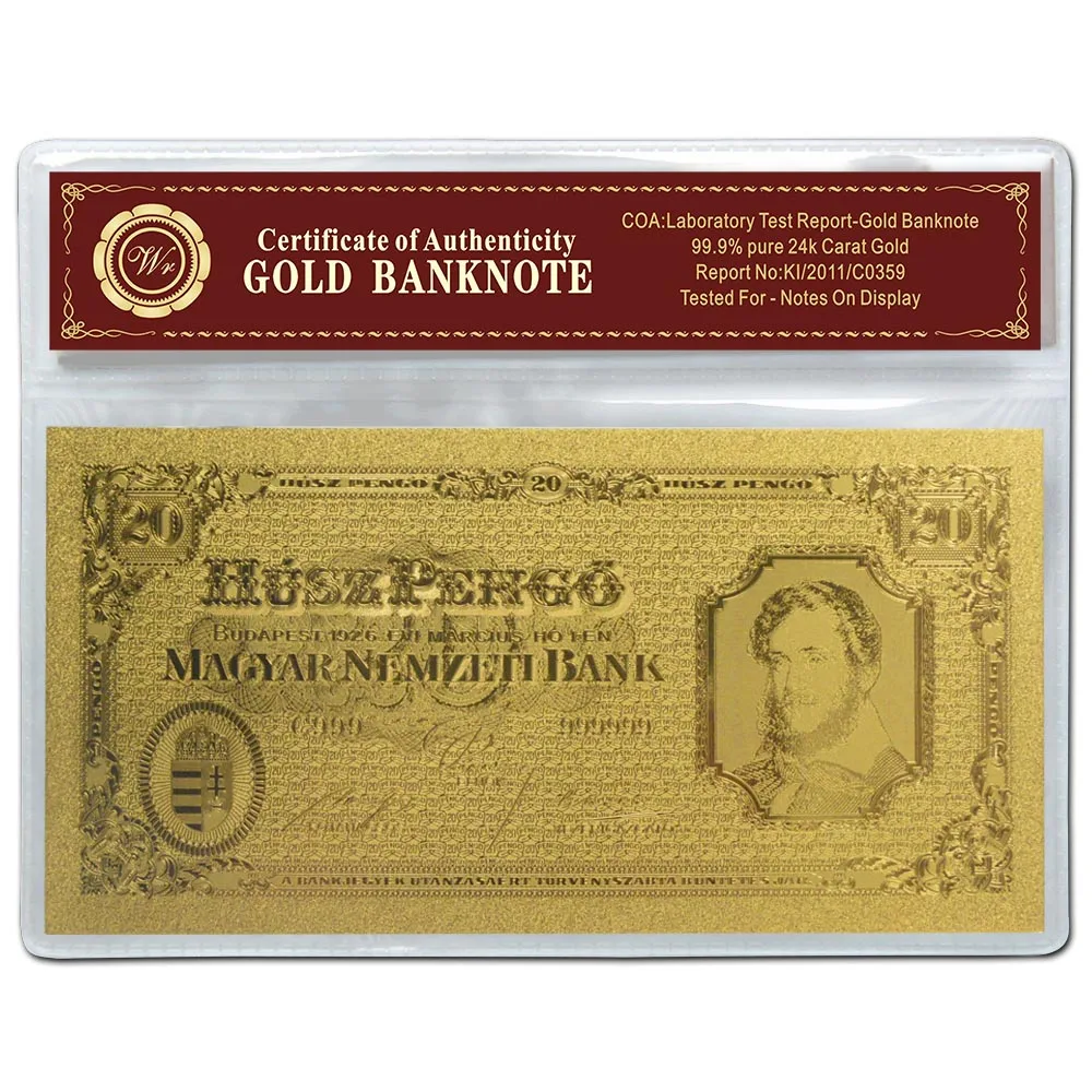 Венгрия 1946 20 лет копия валюты Pengo Венгерская Золотая фольга Банкнота с