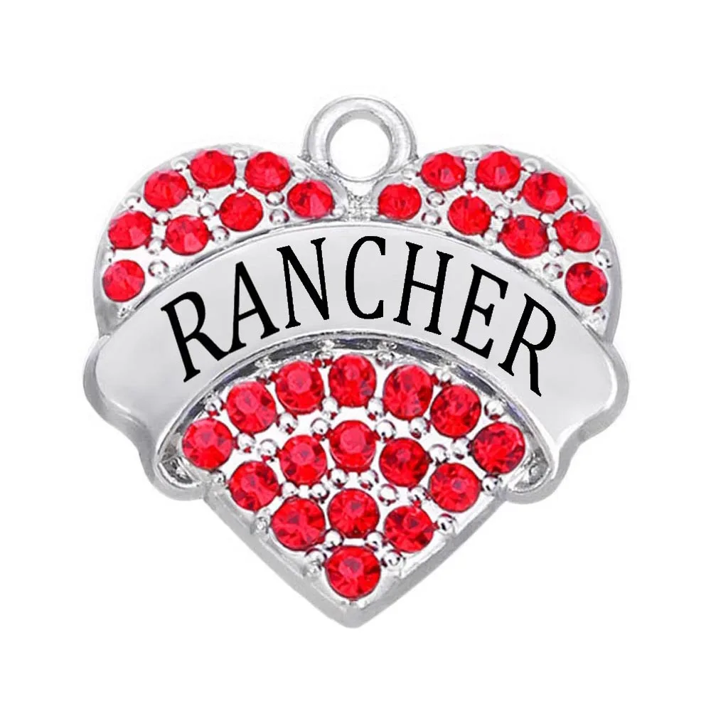 5 шт. Стразы хрустальные подвески в форме сердца RANCHER word charm DIY Подарочное ожерелье