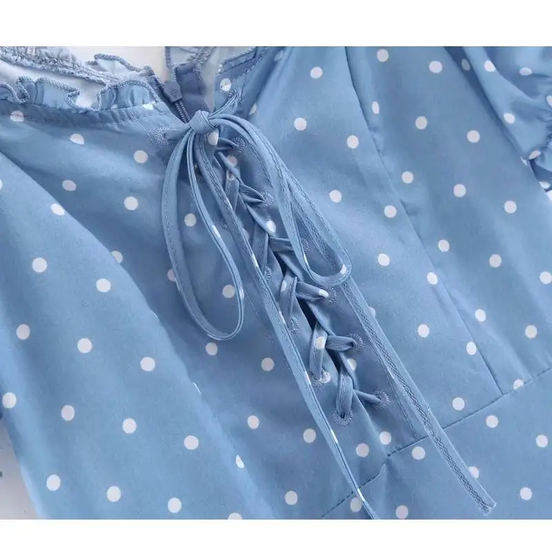 Женское мини платье в горошек с коротким рукавом и бантом|Женские платья| |