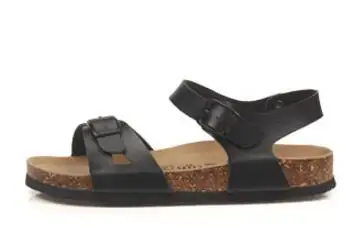 Черный FeiYiTu/модные пробковые сандалии с двойной пряжкой; Новинка года; женская летняя повседневная пляжная обувь в стиле пэчворк - Цвет: Черный