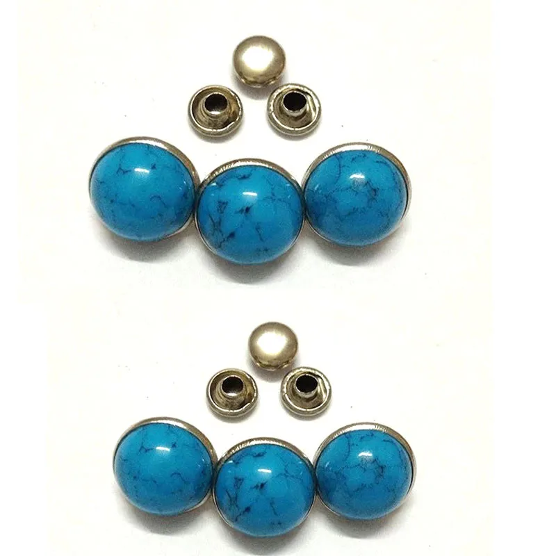 12mm turquoise in nickel / silver frame  Rivet Stud decorative item