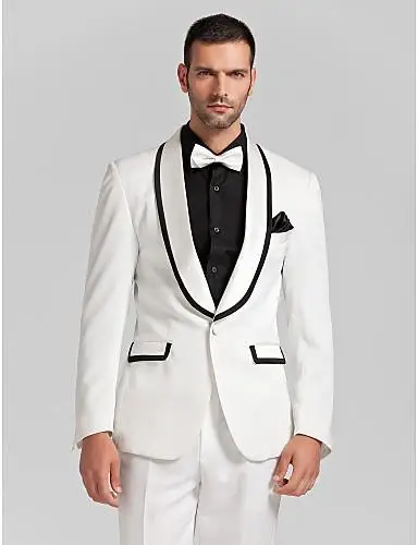 

New Arrival Groom Tuxedos Shawl Lapel Ivory One Button Groomsman/Bridegroom Wedding/Prom Suits ( jacket+Pants+tie)