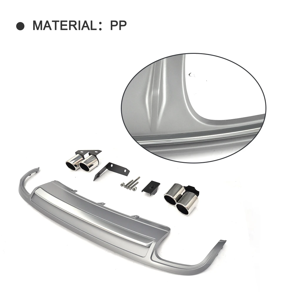 Автомобильный задний диффузор PP Защита бампера для губ с выхлопным глушителем Audi