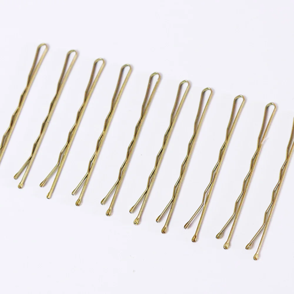 10pcs Gold 40/50 шт 5,5/6 см заколка для волос волнистая плоская изогнутая шпилька для укладки металлическая заколка конфетного цвета заколки для волос для женщин девочек - Color: 10pcs Gold