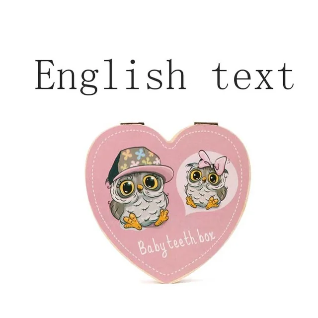 english text B Деревянный ящик для зубов португальский/английский/испанский/французский/Итальянский детский ящик для зубов деревянный органайзер для молочных зубов Сувенирный чехол для хранения - Цвет: english text B