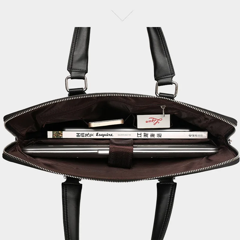 

Real cow Learter 100% High Quality Laptop briefcase 14 inch Genuine leather Laptop bag men Business black brown 2018