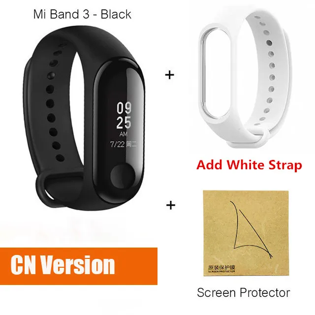 CN white film Xiaomi mi Band 3 умный фитнес-браслет трекер Смарт-часы браслет OLED тачпад монитор сна Пульс mi Band 3 - Цвет: CN white film