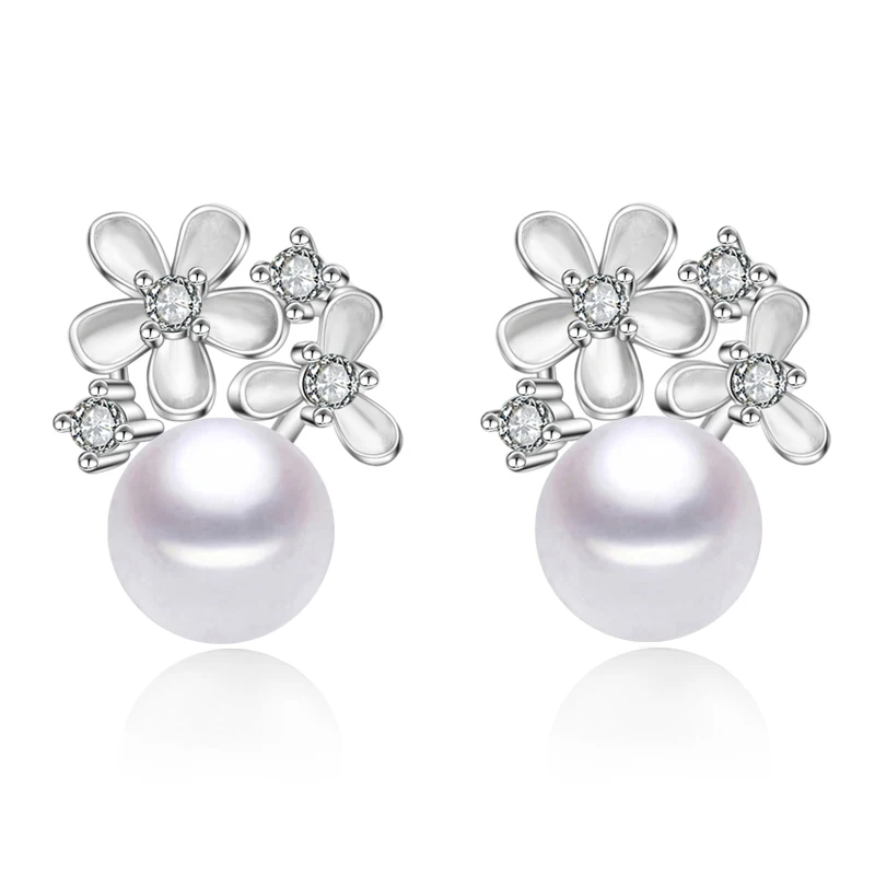 white pearl earrings Настоящий белый серый необычный цветок серебряные серьги 925 с жемчугом, модные черные жемчужные серьги Женщины - Цвет камня: white pearl earrings