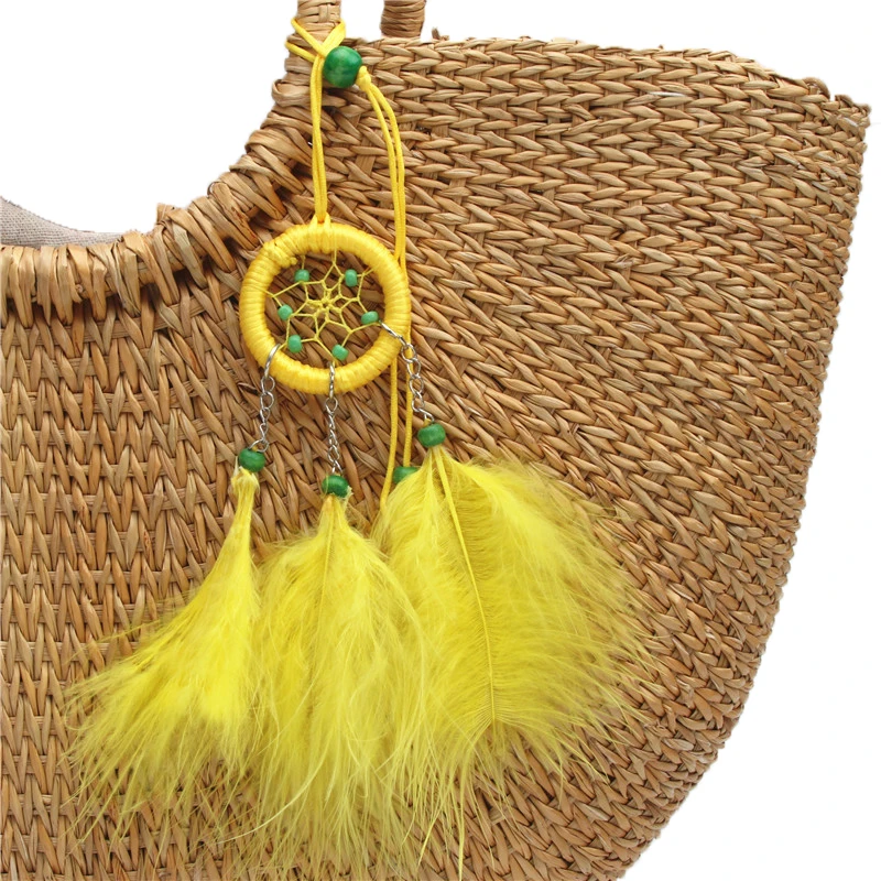 1 шт. 2019 Новые мечта цепные брелки с деревянной брелок бисером перо Лист талисманы