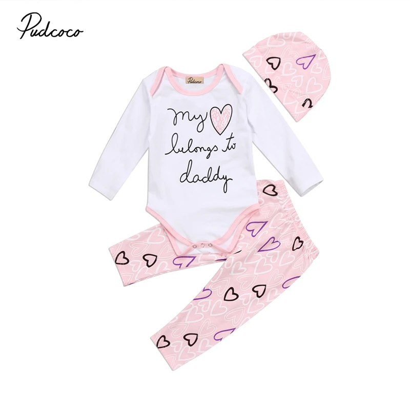 Pudcoco/Очаровательные боди с надписью my Heart bebe to daddy для маленьких девочек топы