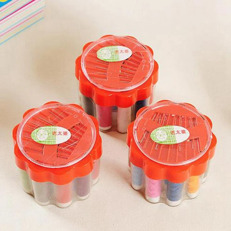 Двухслойная портативная Мини дорожная швейная коробка с цветной иглой наборы