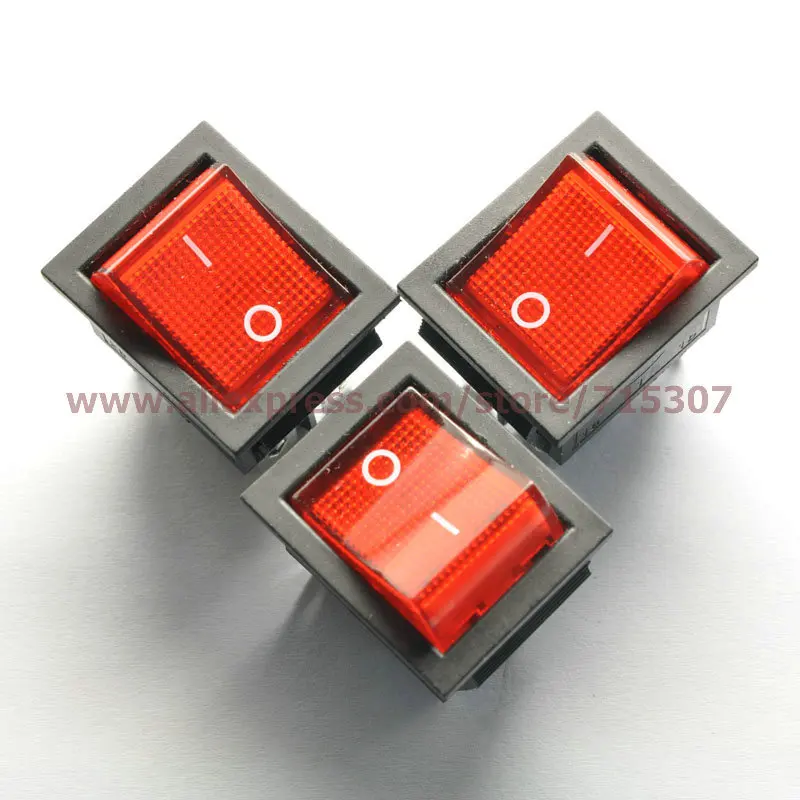 PHISCALE 10 шт./лот 6 Pin 16A 250В красная кнопка с выключателем света KCD4-202 KCD2 ВКЛ-ВЫКЛ