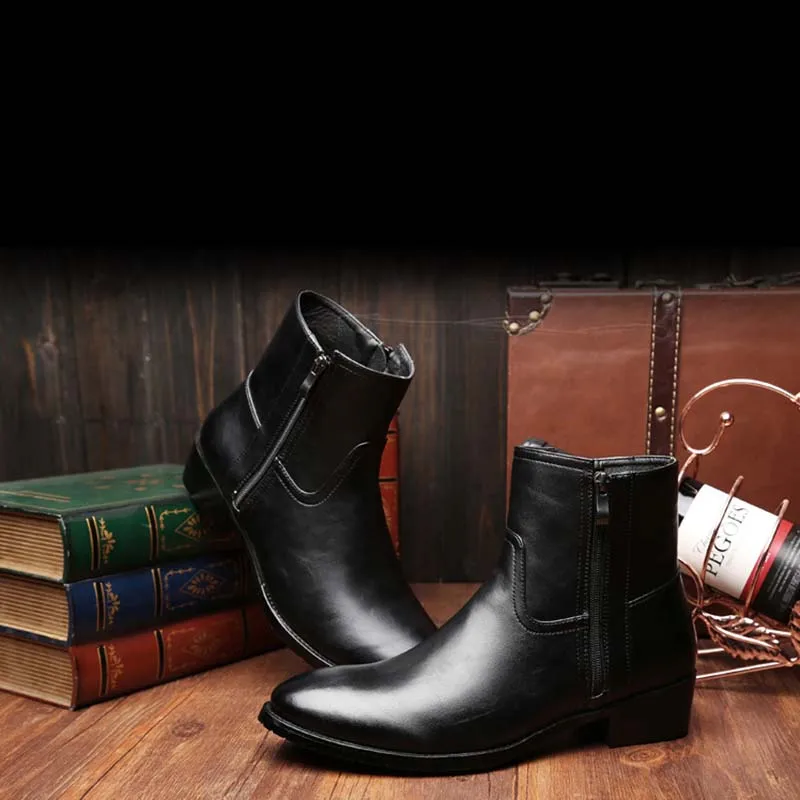 Masorini/зимние ботинки из натуральной воловьей кожи мужские Челси с высокой молнией