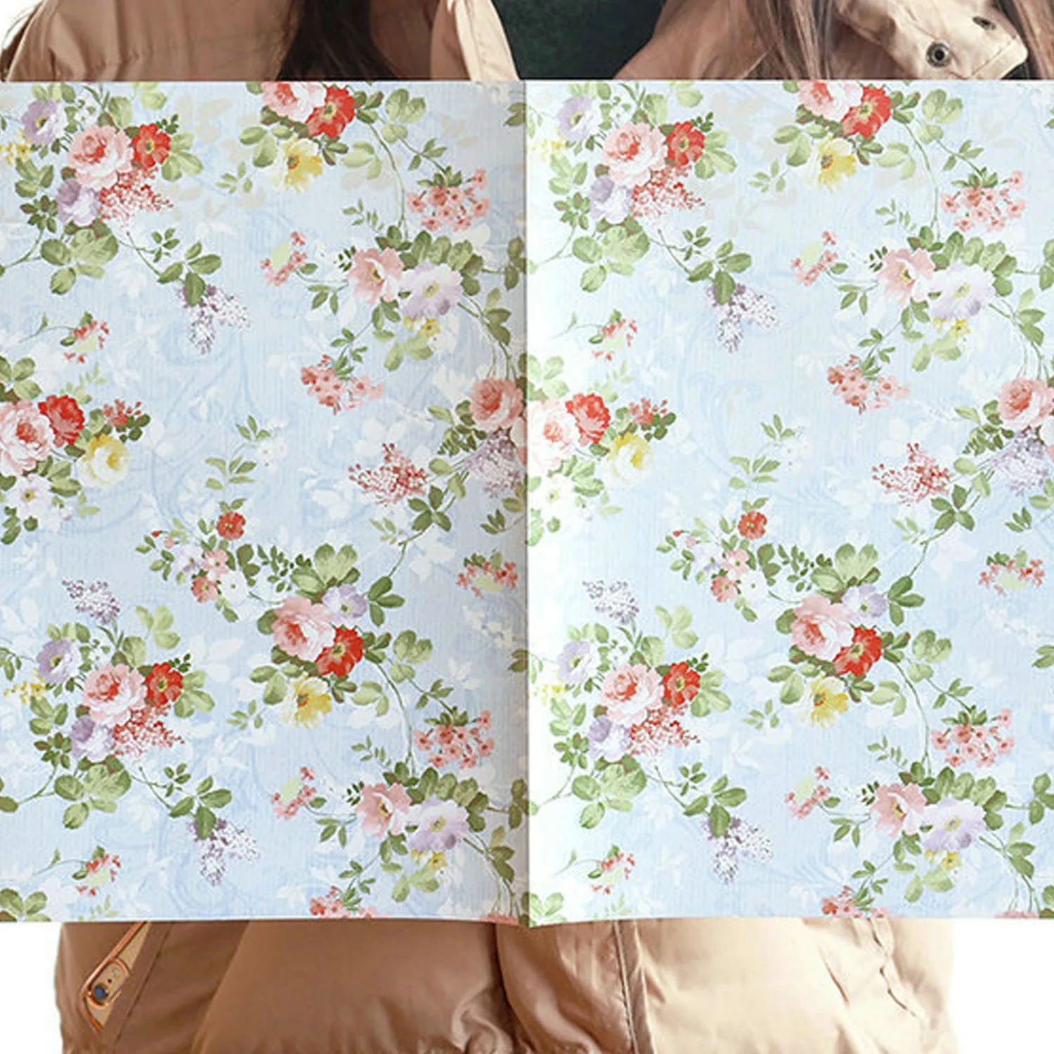 Бумажная оберточная бумага с цветочным узором 10 рулонов|Подарочные сумки и