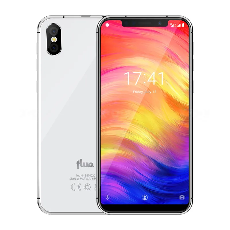 Белый 19:9 экран XGODY Fluo N 4G разблокировка 5,7 дюймов смартфон Android 8,1 Oreo четырехъядерный 3 ГБ+ 32 Гб мобильный телефон с функцией распознавания лица 2500 мАч - Цвет: Белый