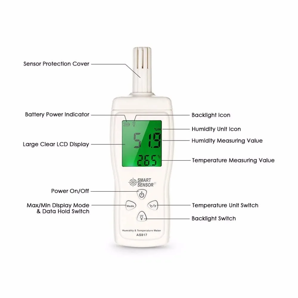 Мини Многофункциональный термометр гигрометр максимальное минимальное