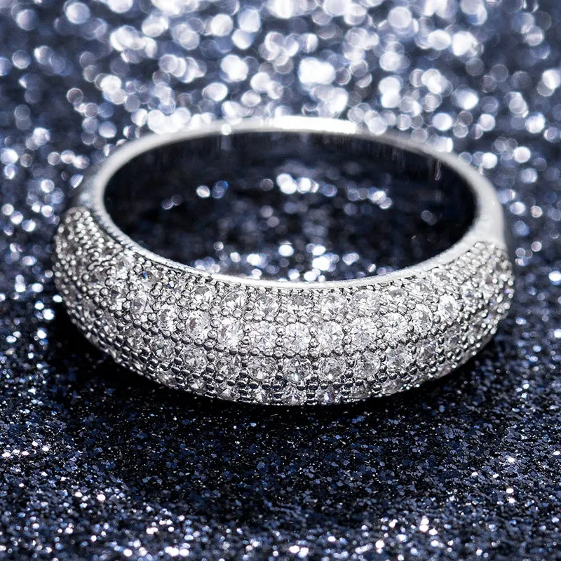 Обручальное кольцо Pave CZ элегантный AAA белый кубический цирконий Женский