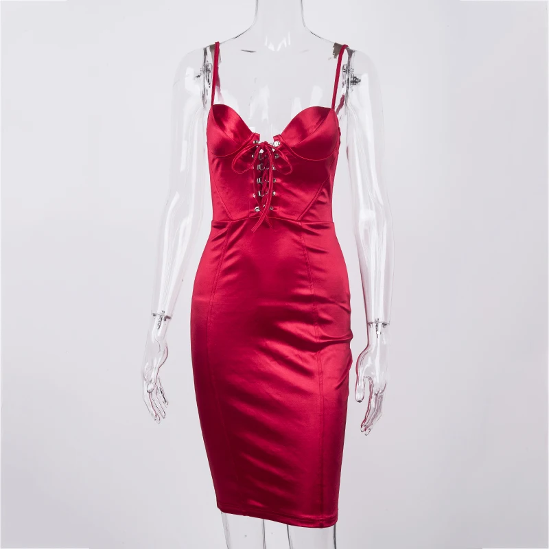 Сексуальные клубные платья облегающее красное женское платье средней длины